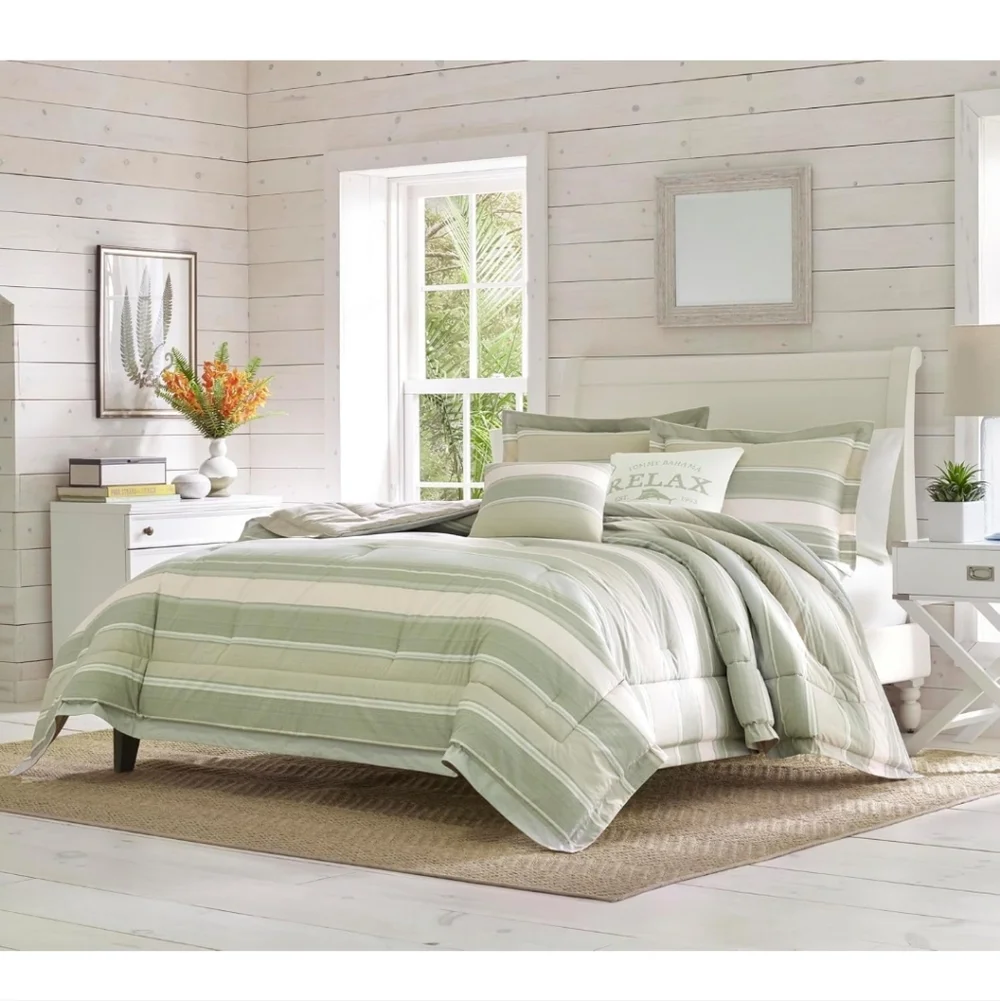 Tommy Bahama - King Comforter Set, Reversible Cotton Bedding with Matching Shams